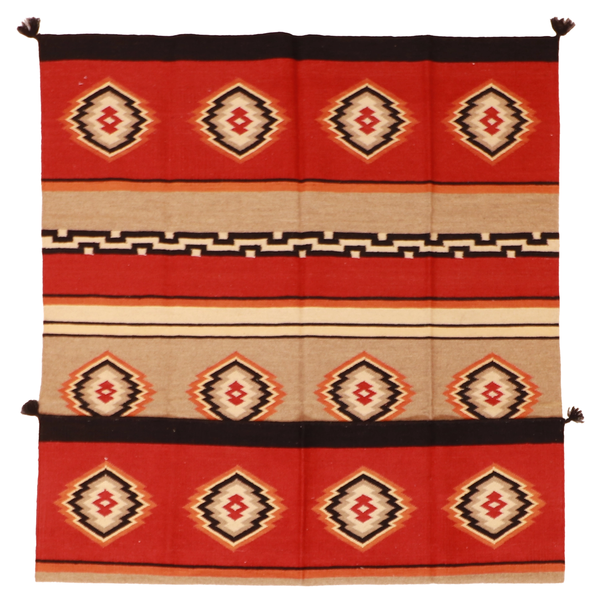 W 5.1 - L 7.1 - Navajo Fine/Wool Geometric Rectangle - Finest Hand-Made Quality Wool - 59697