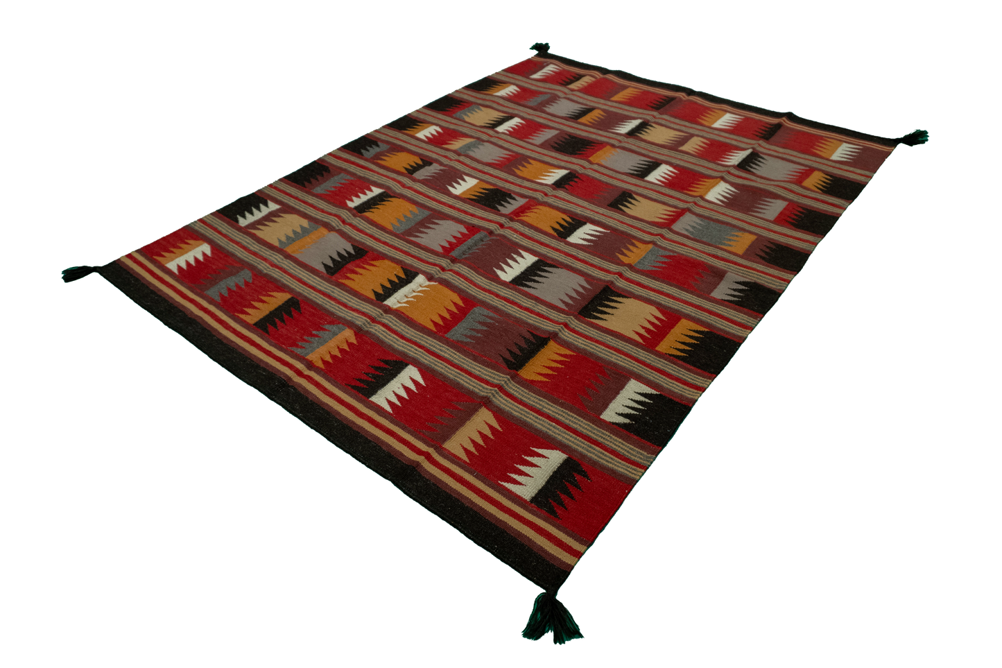 W 5.2 - L 6.9 - Navajo Fine/Wool Geometric Rectangle - Finest Hand-Made Quality Wool - 59698