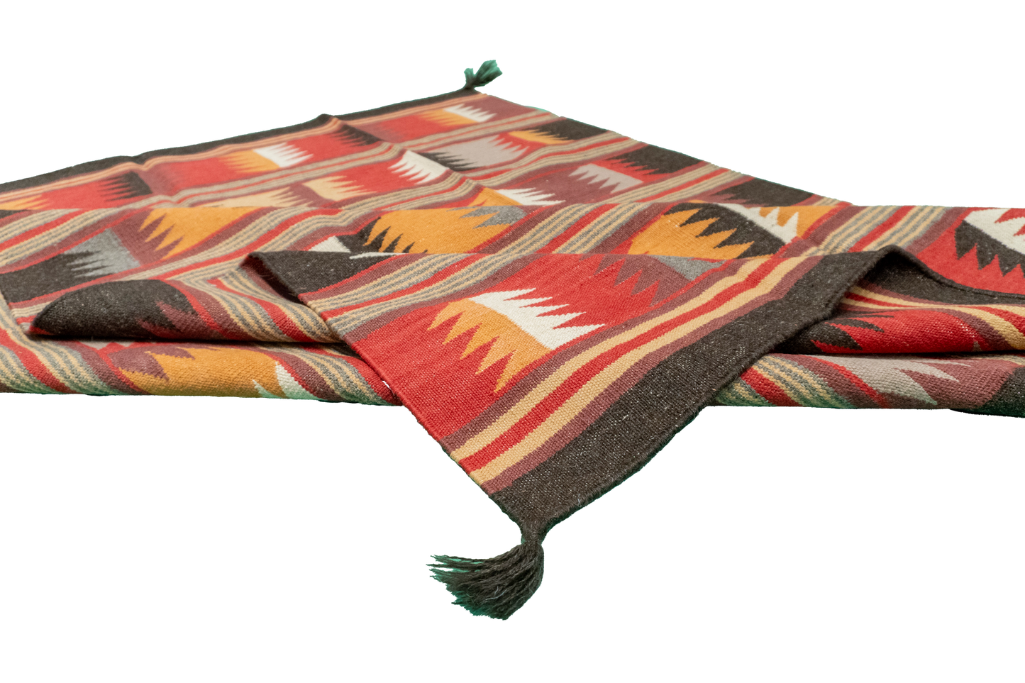 W 5.2 - L 6.9 - Navajo Fine/Wool Geometric Rectangle - Finest Hand-Made Quality Wool - 59698