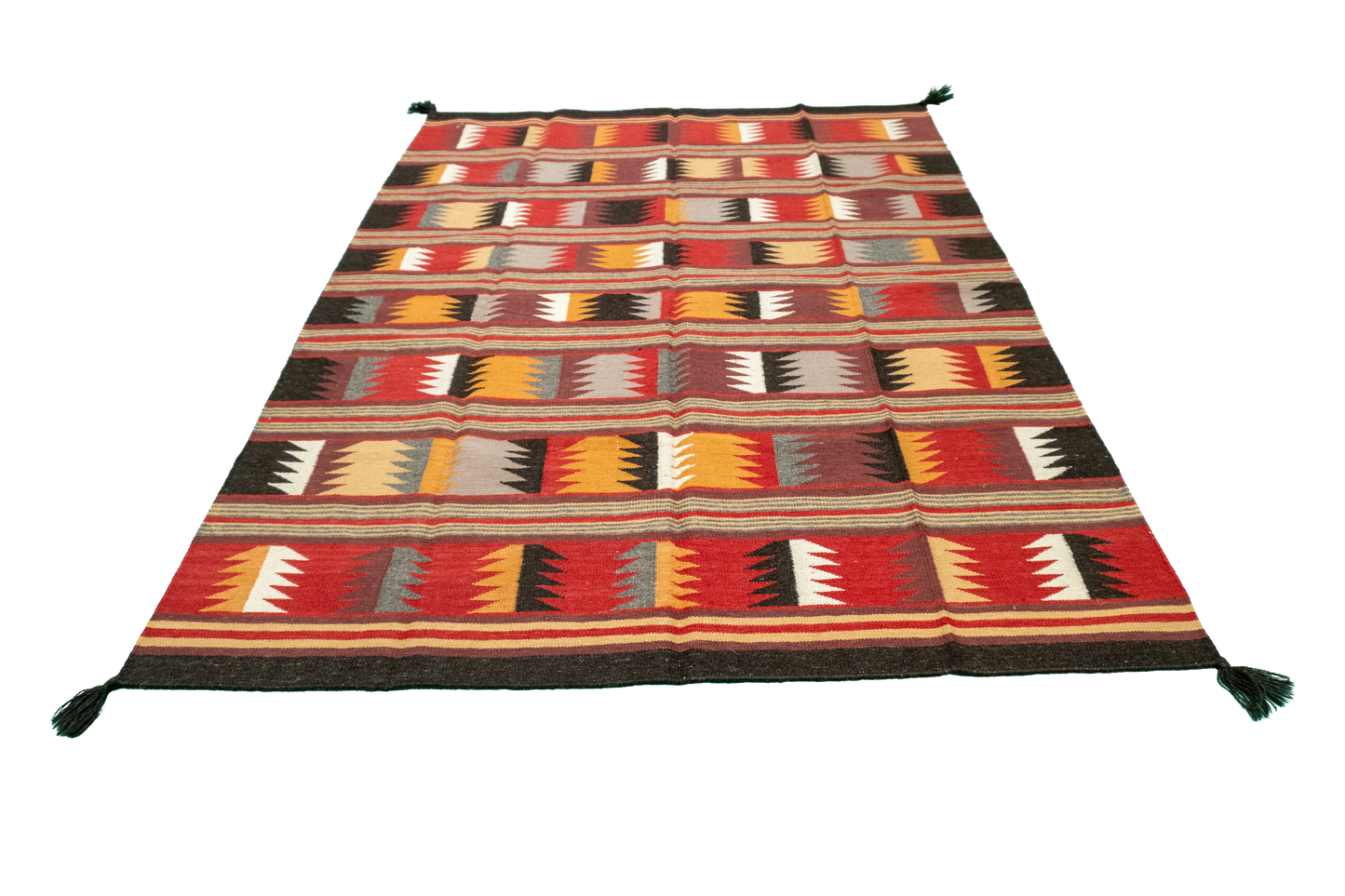 W 5.2 - L 6.9 - Navajo Fine/Wool Geometric Rectangle - Finest Hand-Made Quality Wool - 59698
