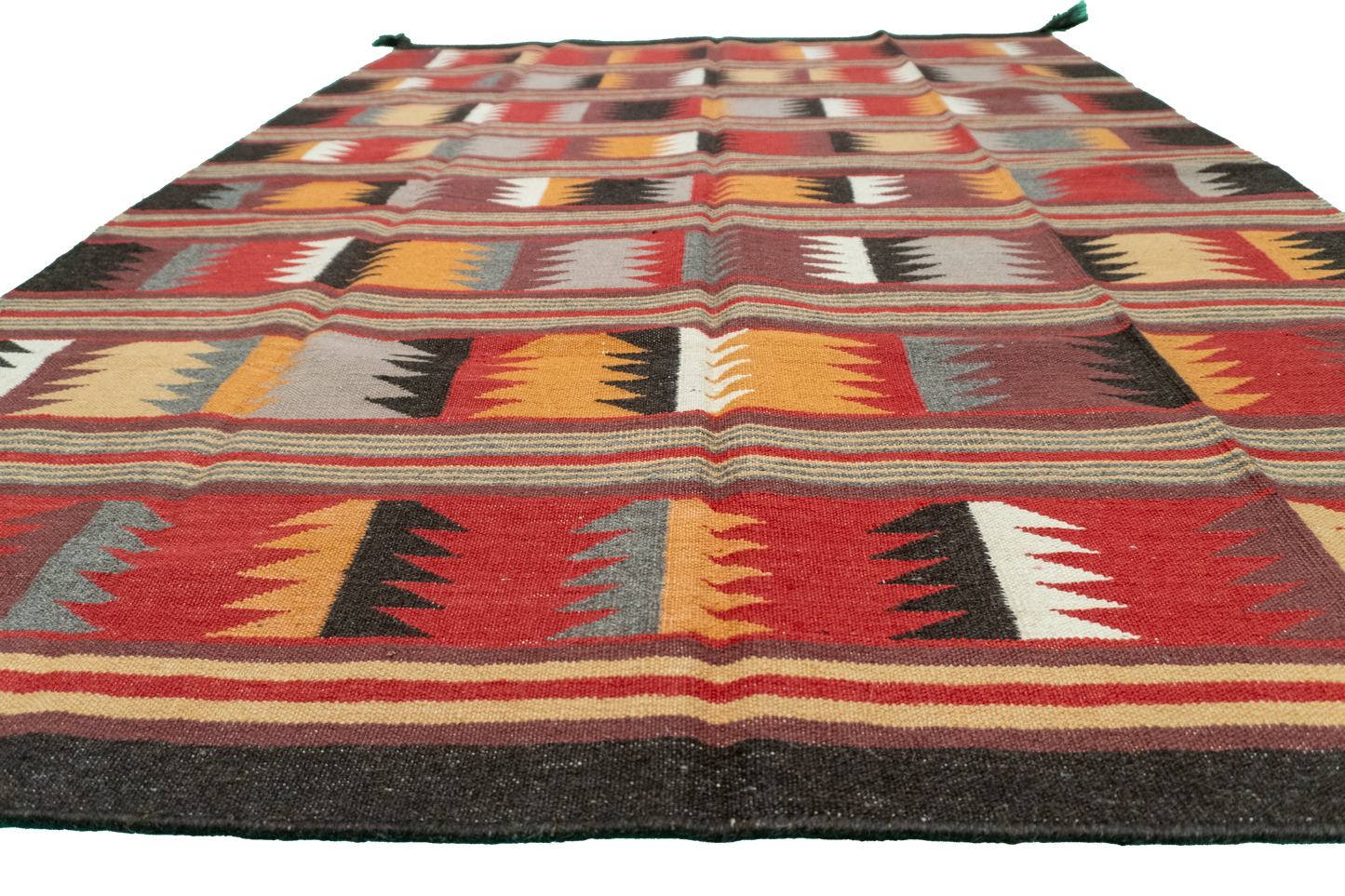 W 5.2 - L 6.9 - Navajo Fine/Wool Geometric Rectangle - Finest Hand-Made Quality Wool - 59698