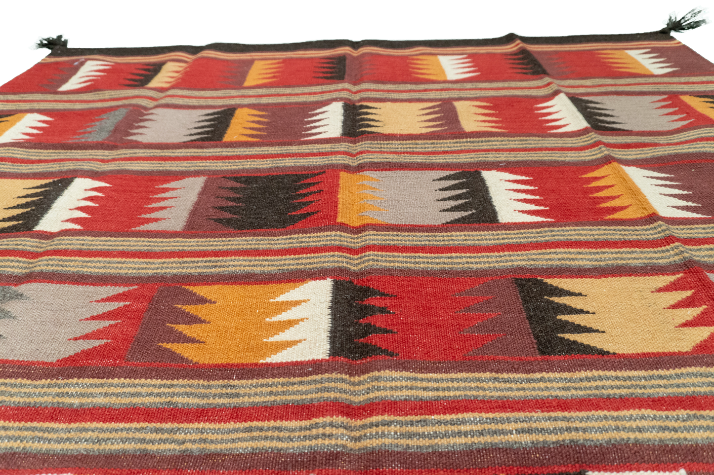 W 5.2 - L 6.9 - Navajo Fine/Wool Geometric Rectangle - Finest Hand-Made Quality Wool - 59698