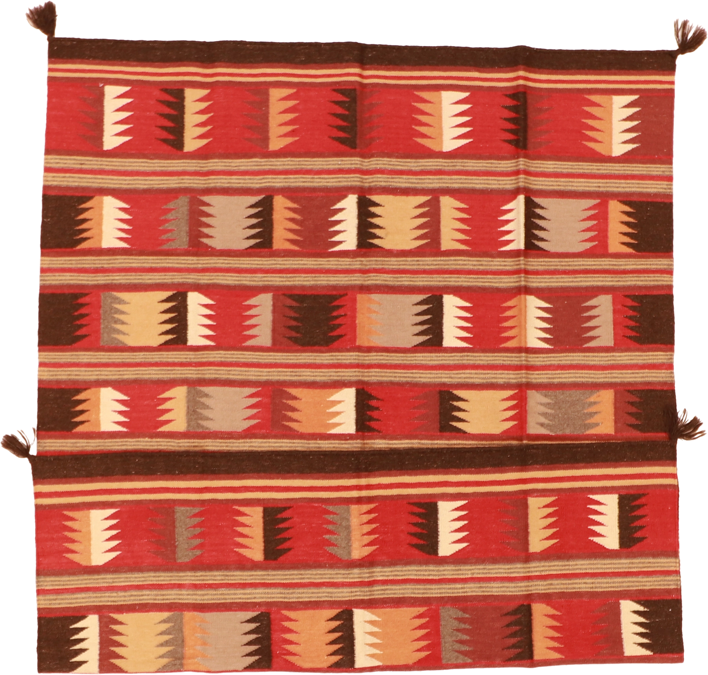 W 5.2 - L 6.9 - Navajo Fine/Wool Geometric Rectangle - Finest Hand-Made Quality Wool - 59698