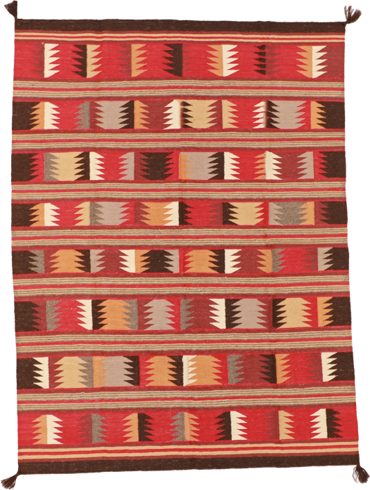W 5.2 L 6.9 Kilim 100% Wool Hand-Woven Navajo Design - 59698