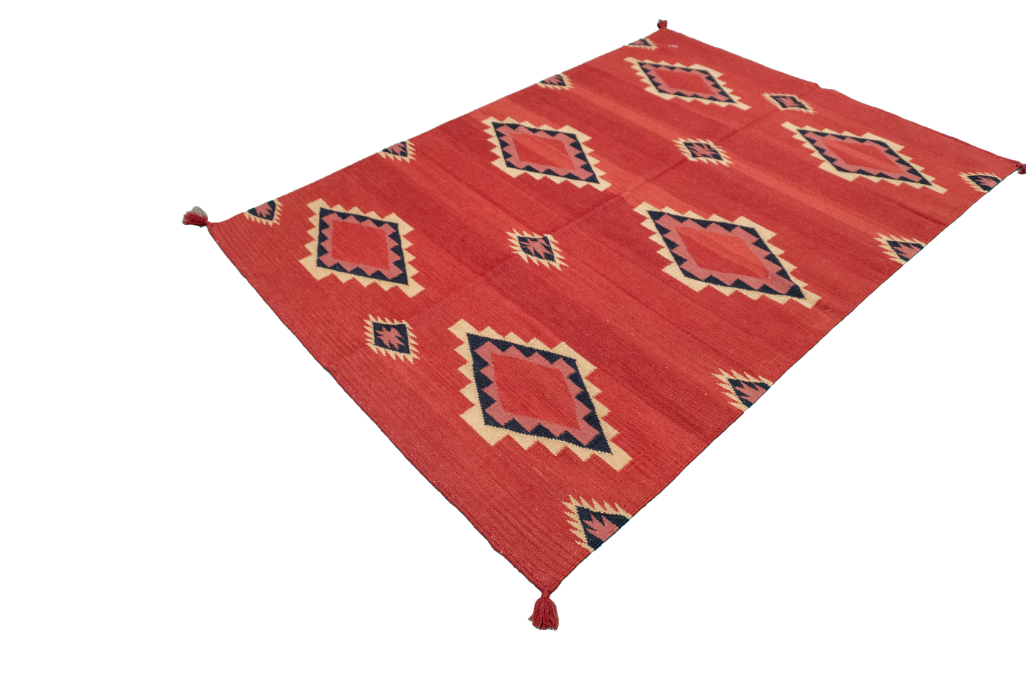 W 4.2 - L 6 - Navajo Fine/Wool Geometric Rectangle - Finest Hand-Made Quality Wool - 59721