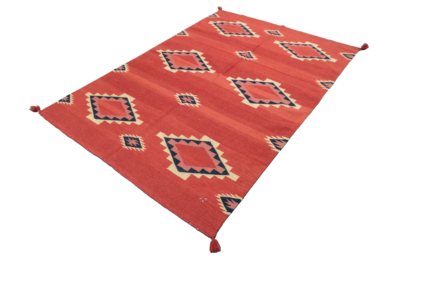 W 4.2 - L 6 - Navajo Fine/Wool Geometric Rectangle - Finest Hand-Made Quality Wool - 59721