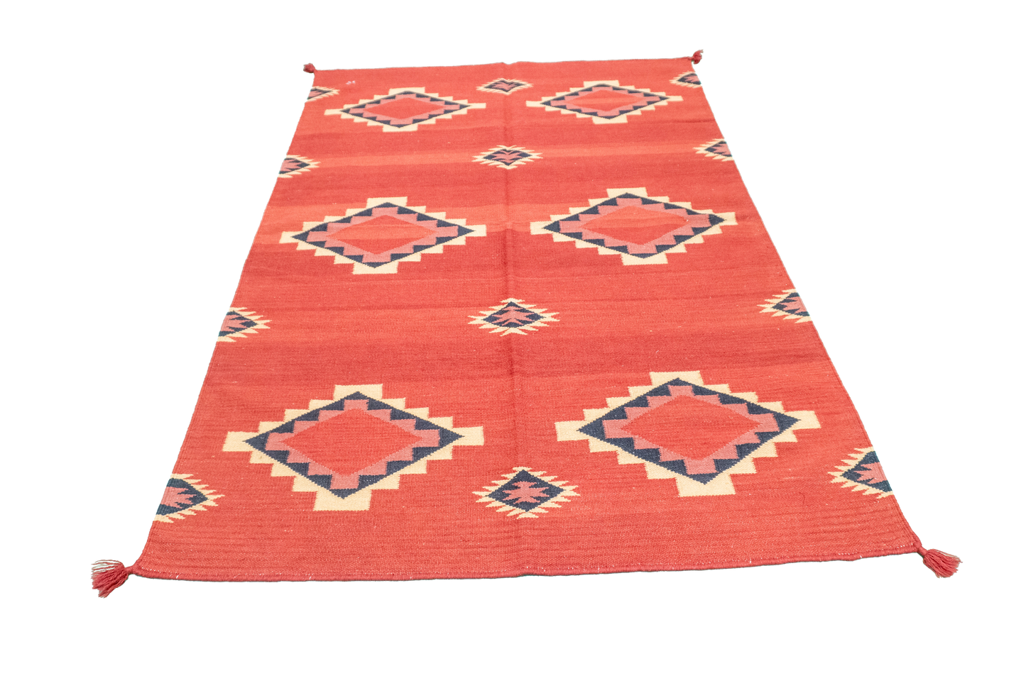 W 4.2 - L 6 - Navajo Fine/Wool Geometric Rectangle - Finest Hand-Made Quality Wool - 59721