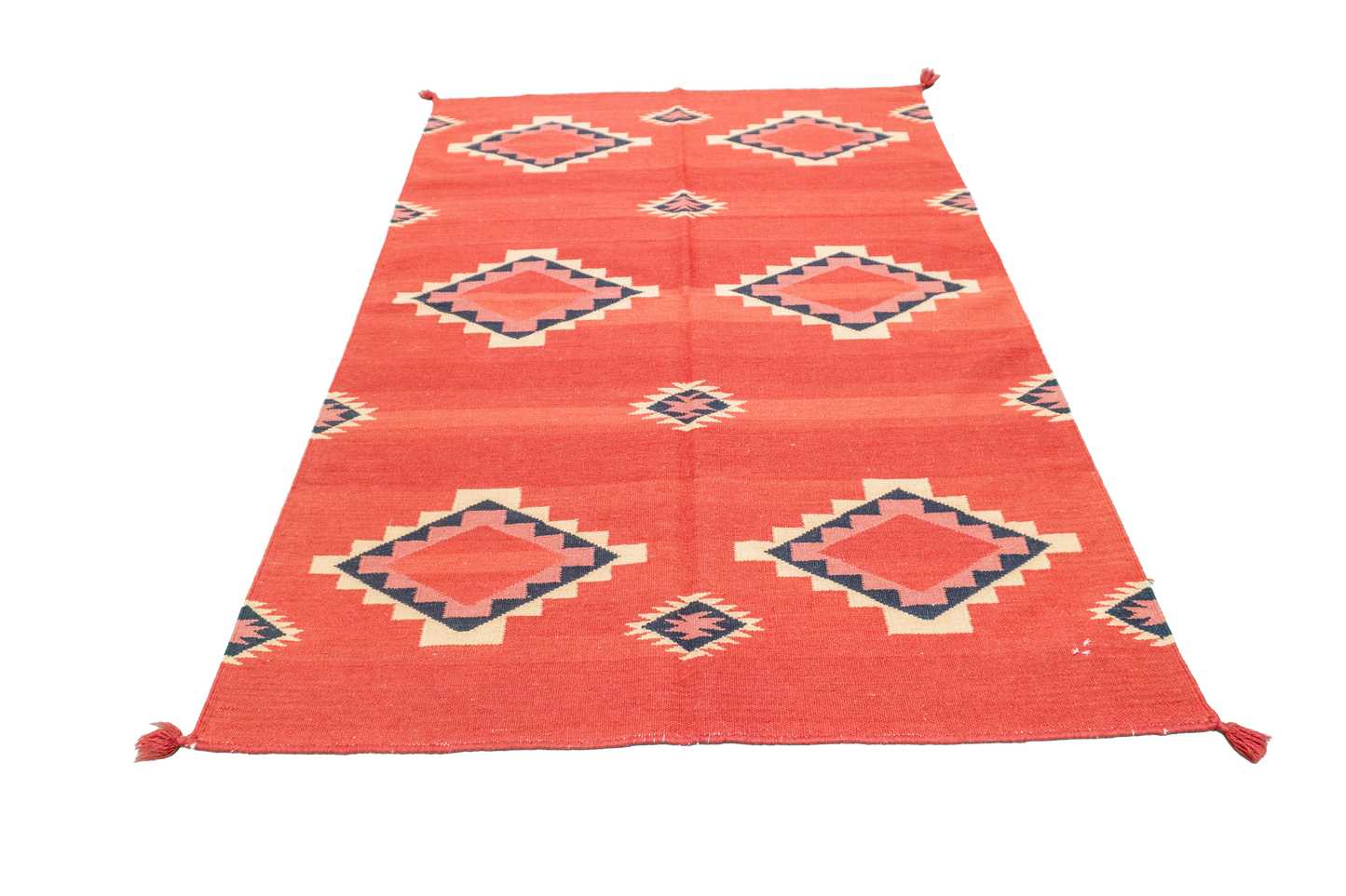 W 4.2 - L 6 - Navajo Fine/Wool Geometric Rectangle - Finest Hand-Made Quality Wool - 59721