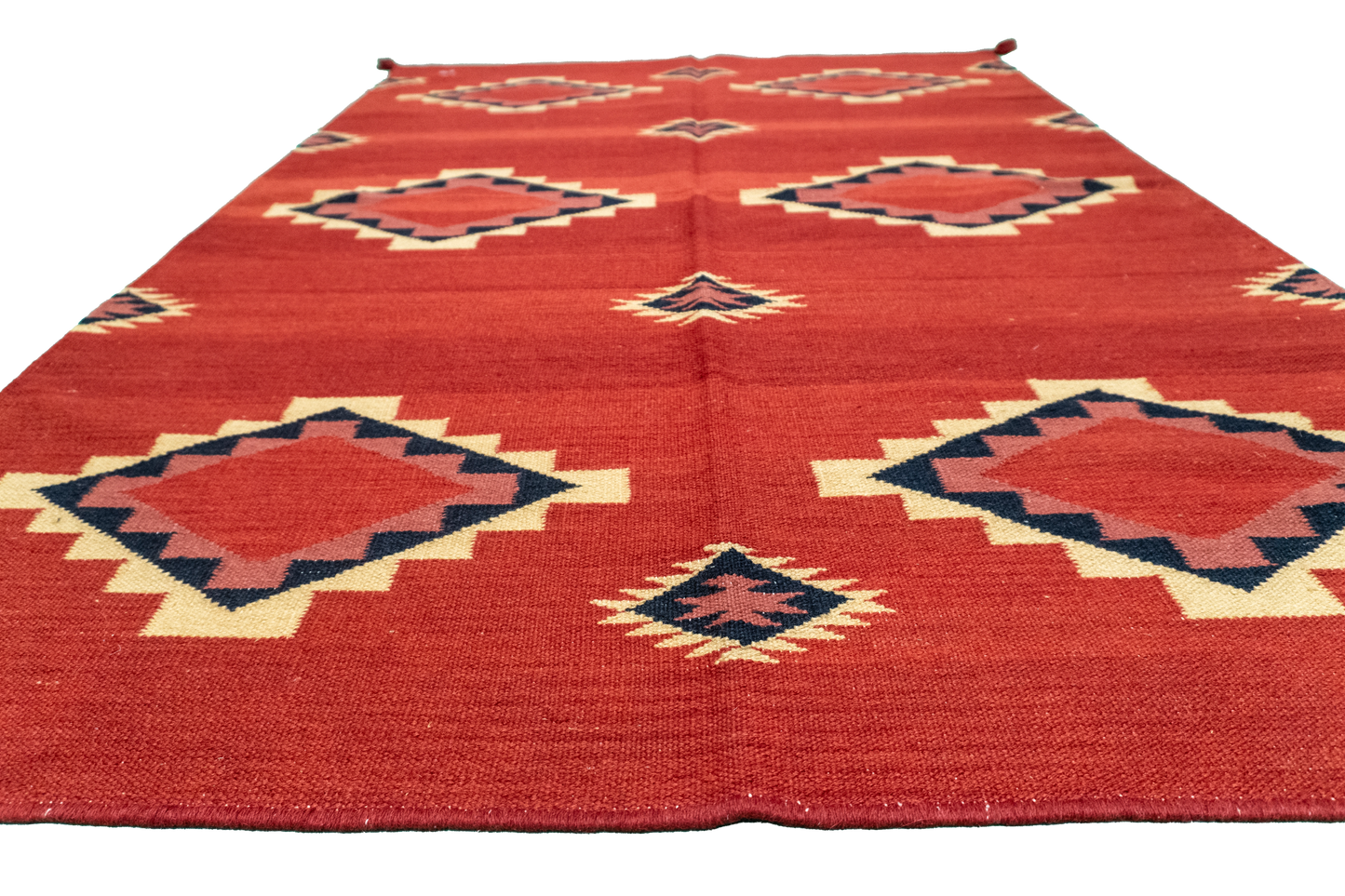 W 4.2 - L 6 - Navajo Fine/Wool Geometric Rectangle - Finest Hand-Made Quality Wool - 59721