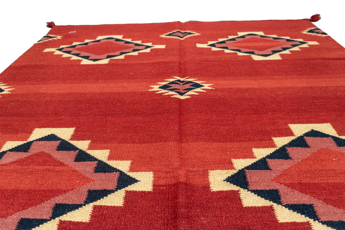 W 4.2 - L 6 - Navajo Fine/Wool Geometric Rectangle - Finest Hand-Made Quality Wool - 59721