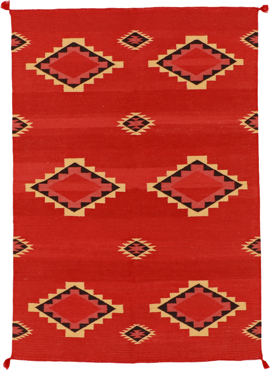 W 4.2 L 6 Kilim 100% Wool Hand-Woven Navajo Design - 59721
