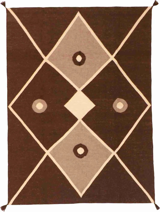 W 5.1 - L 6.10 - Navajo Fine/Wool Geometric Rectangle - Finest Hand-Made Quality Wool - 59736