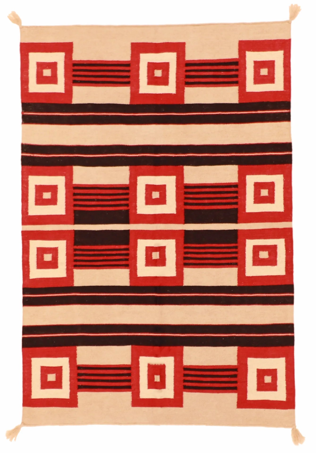 3.11 x 5.10 - Navajo Fine/Wool Geometric Rectangle - Finest Hand-Made Quality Wool — 59741