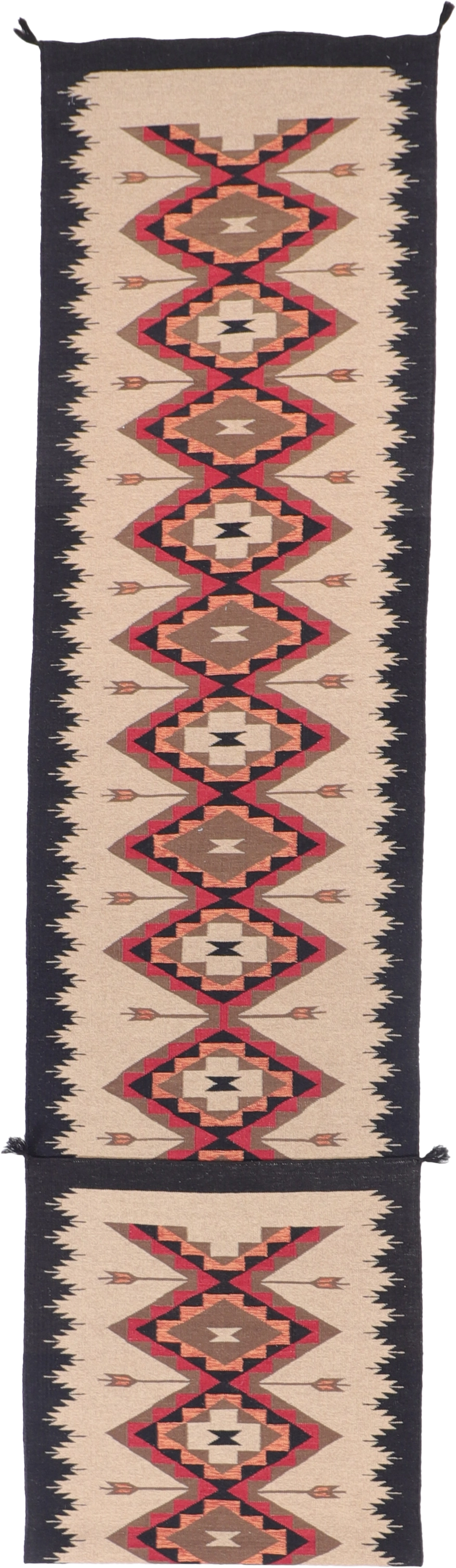 W 3.2 L 15.9 Kilim Runner 100% Wool Hand-Woven Navajo Design - 59760