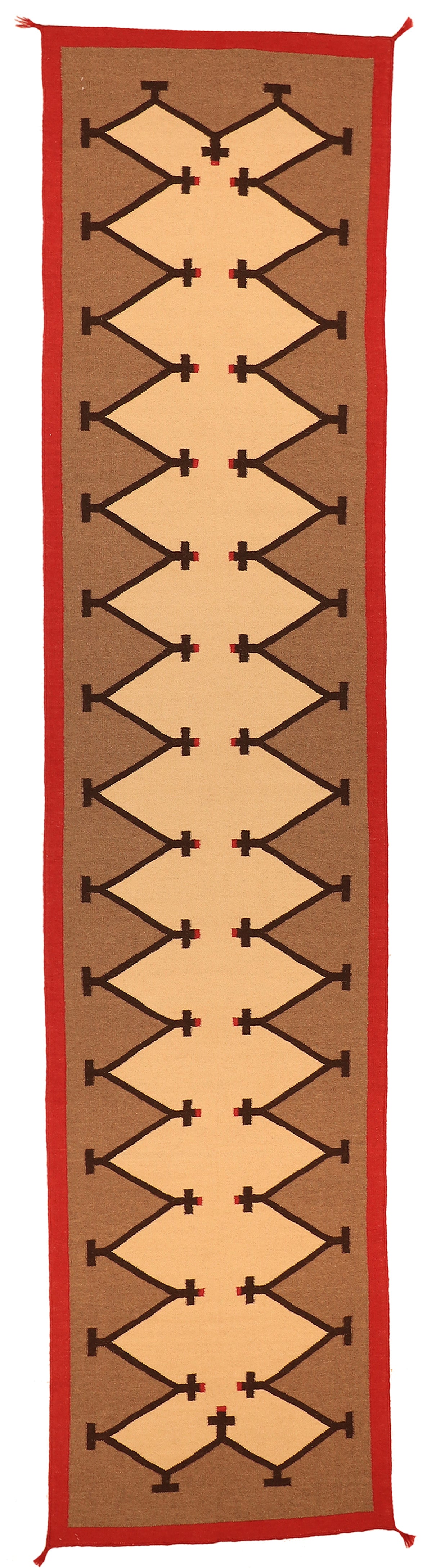 W 3.1 L 13.8 Kilim Runner 100% Wool Hand-Woven Navajo Design - 59761
