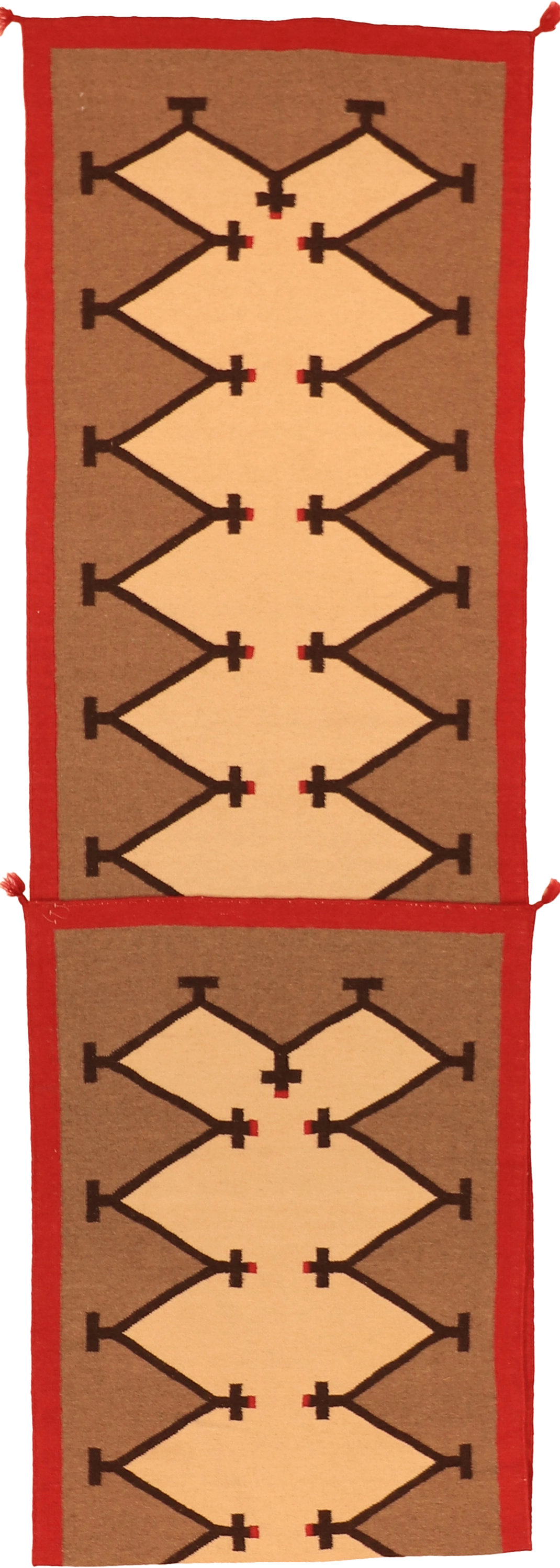 W 3.1 L 13.8 Kilim Runner 100% Wool Hand-Woven Navajo Design - 59761
