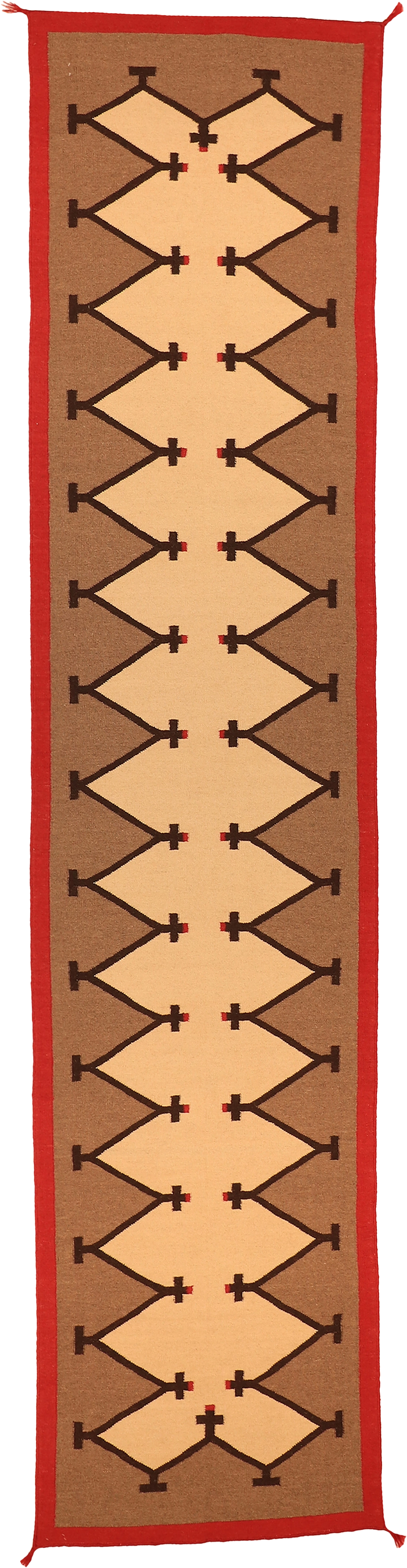 W 3.1 L 13.8 Kilim Runner 100% Wool Hand-Woven Navajo Design - 59761