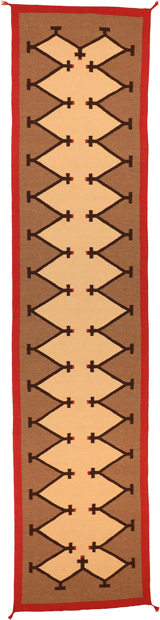 W 3.1 L 13.8 Kilim Runner 100% Wool Hand-Woven Navajo Design - 59761