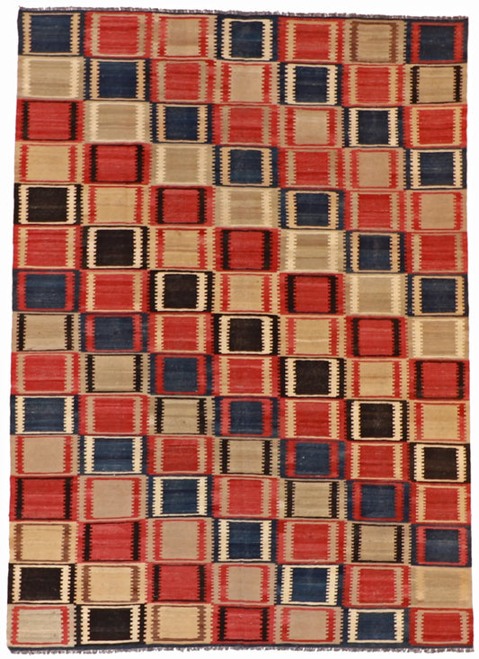 7 x 9.7 - Navajo Fine/Wool Geometric Rectangle - Finest Hand-Made Quality Wool — 59764