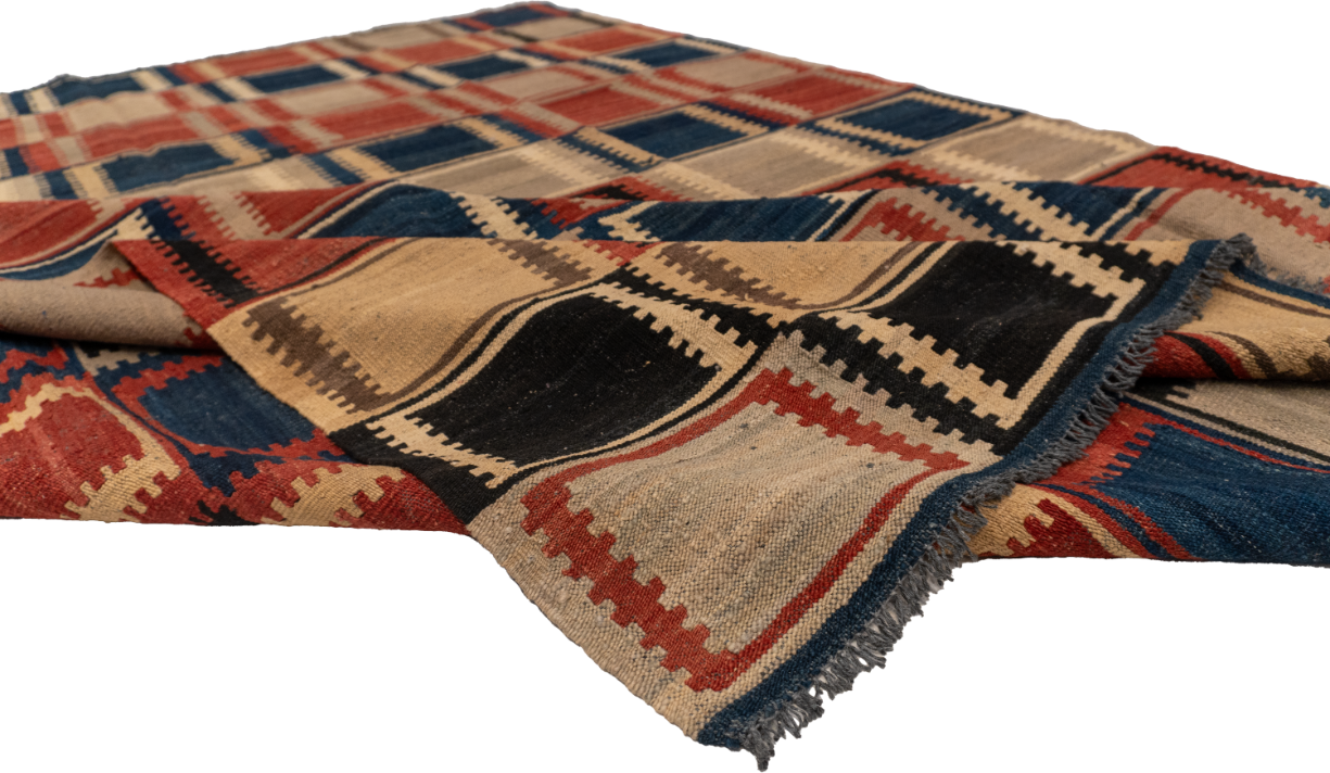 W 7 L 9.7 Navajo 100% Wool Hand-Woven Geometric Design - 59764