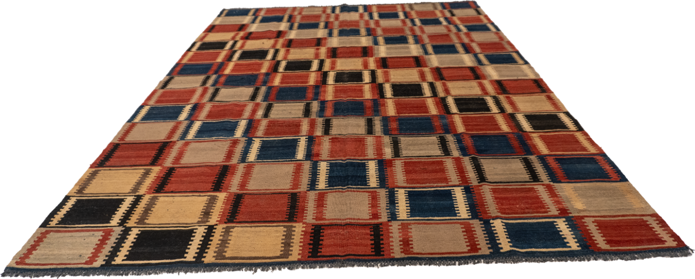 W 7 L 9.7 Navajo 100% Wool Hand-Woven Geometric Design - 59764