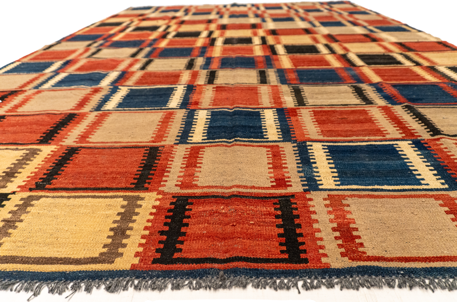 W 7 L 9.7 Navajo 100% Wool Hand-Woven Geometric Design - 59764