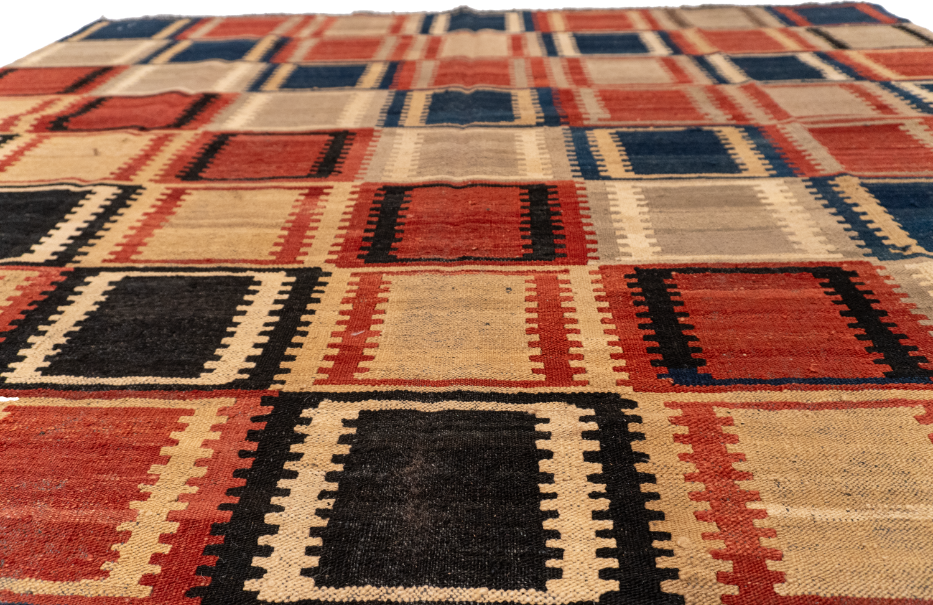 W 7 L 9.7 Navajo 100% Wool Hand-Woven Geometric Design - 59764