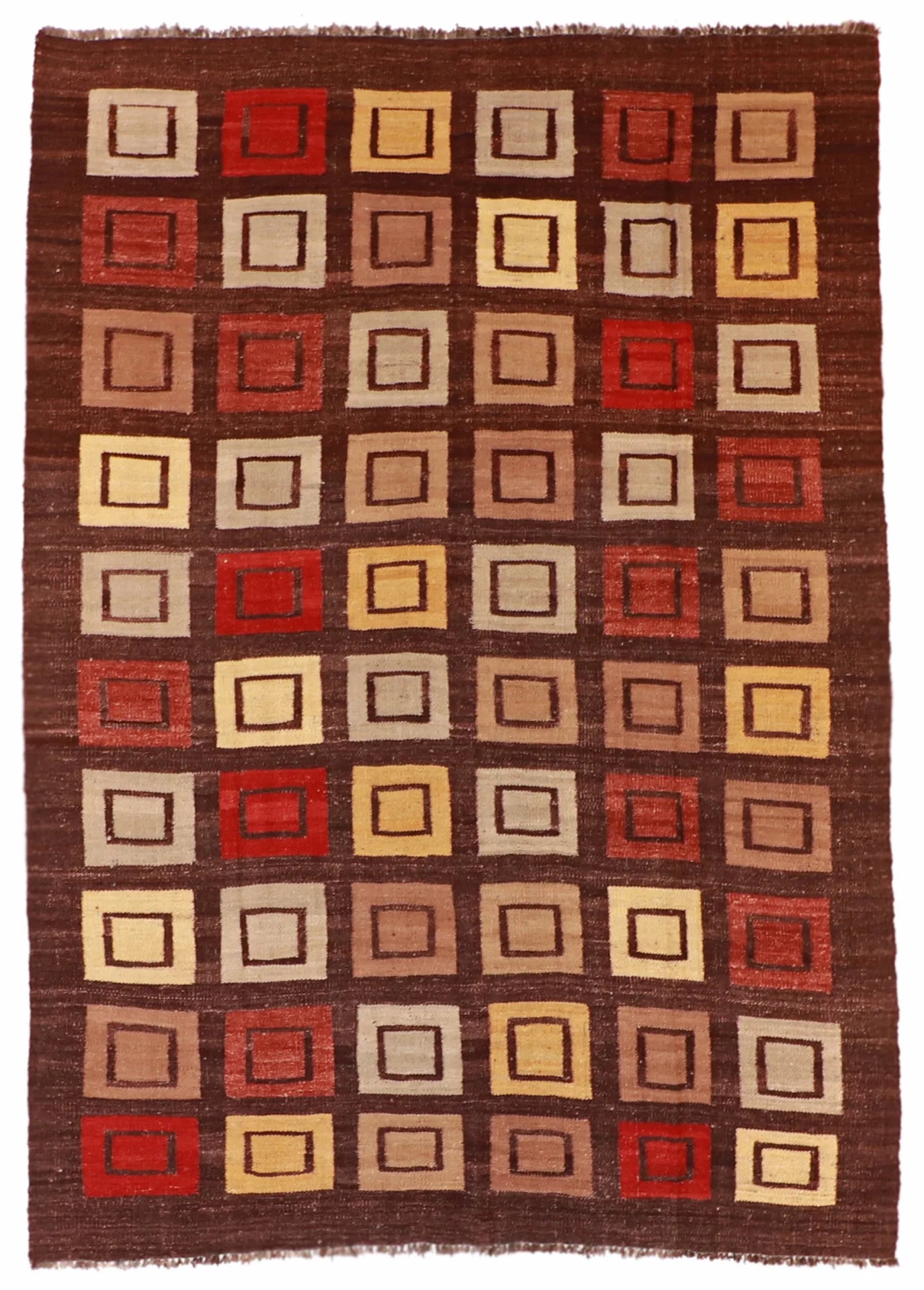 6.8 x 9.4 - Navajo Fine/Wool Geometric Rectangle - Finest Hand-Made Quality Wool — 59766
