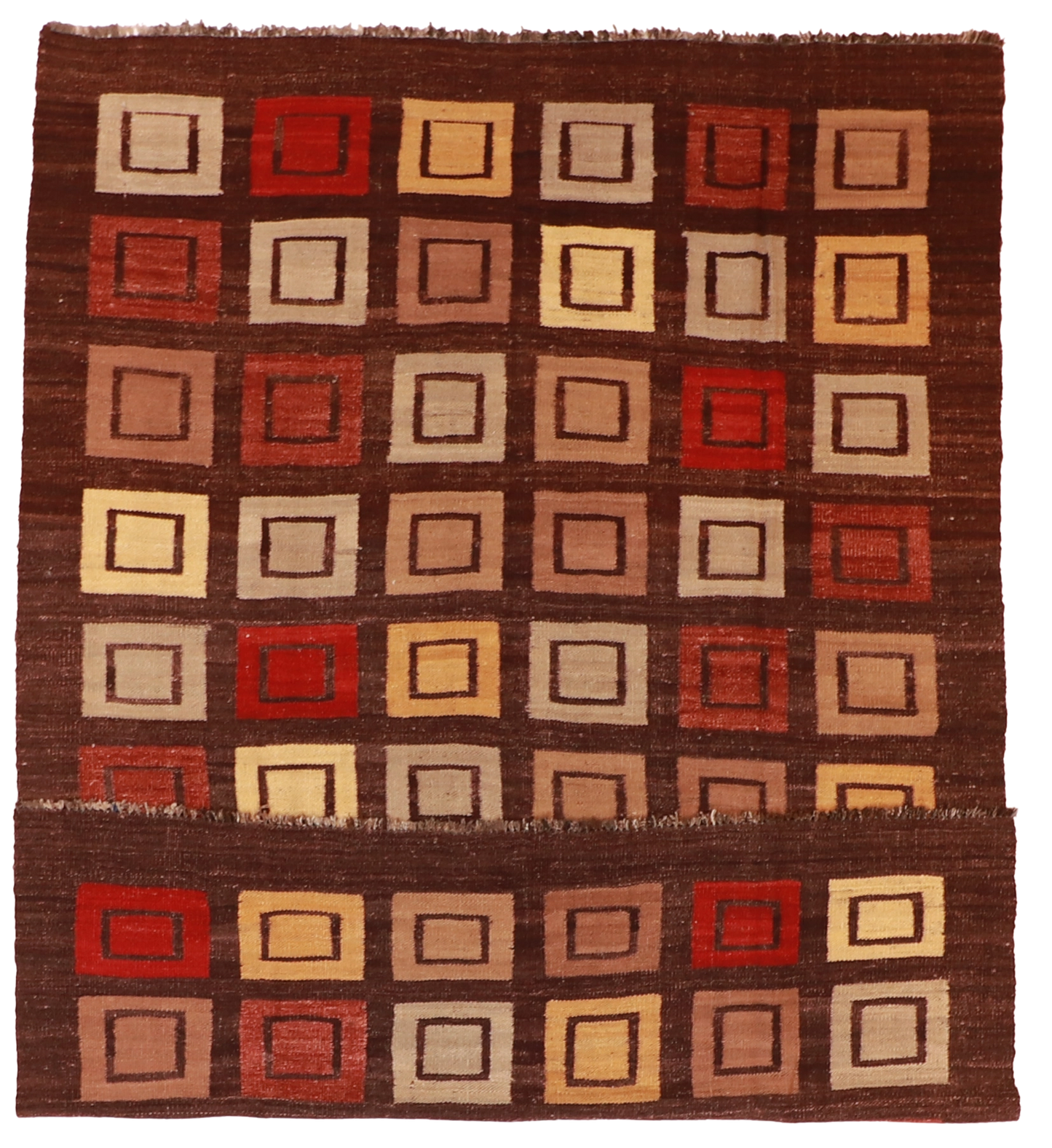 W 6.8 L 9.4 Navajo 100% Wool Hand-Woven Geometric Design - 59766