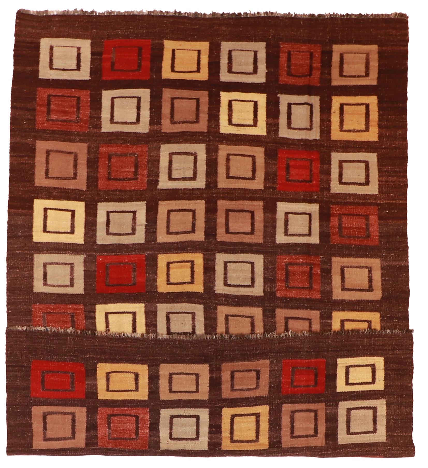 W 6.8 L 9.4 Navajo 100% Wool Hand-Woven Geometric Design - 59766