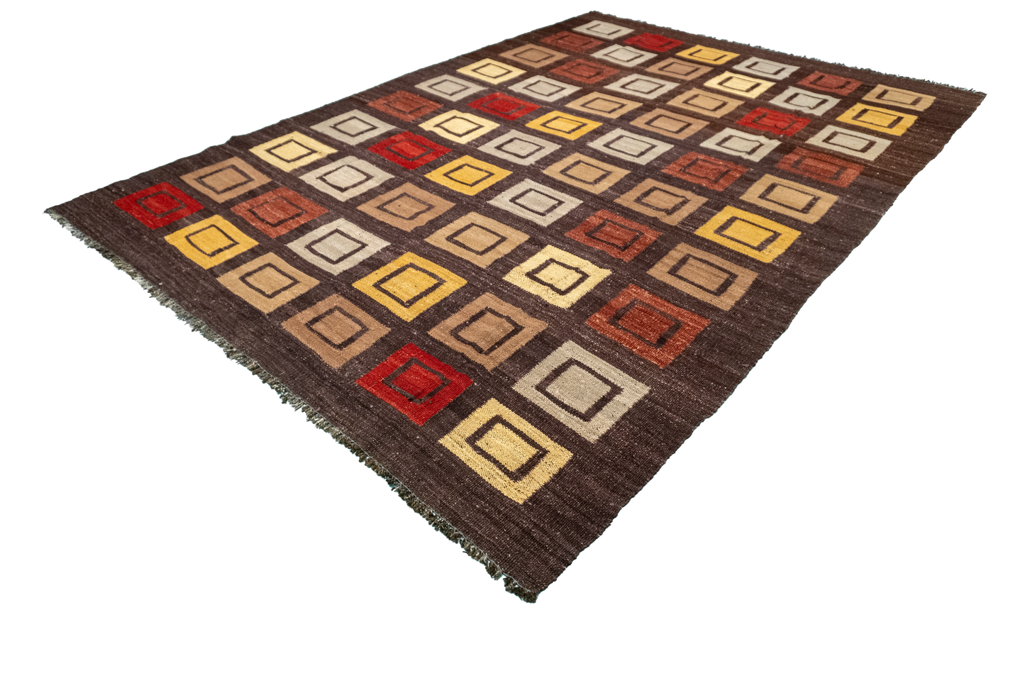 W 6.8 L 9.4 Navajo 100% Wool Hand-Woven Geometric Design - 59766