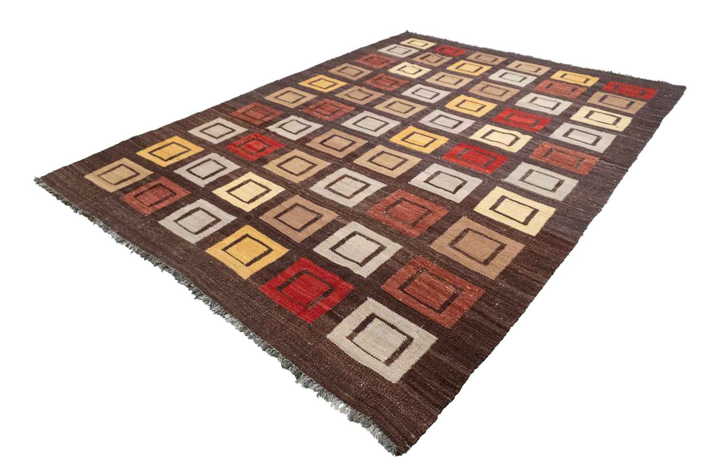W 6.8 L 9.4 Navajo 100% Wool Hand-Woven Geometric Design - 59766