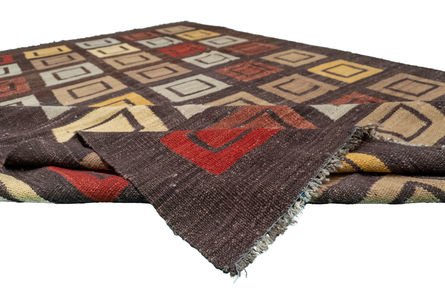 W 6.8 L 9.4 Navajo 100% Wool Hand-Woven Geometric Design - 59766