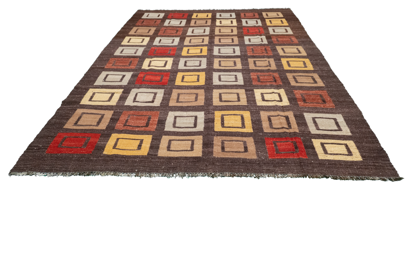 W 6.8 L 9.4 Navajo 100% Wool Hand-Woven Geometric Design - 59766