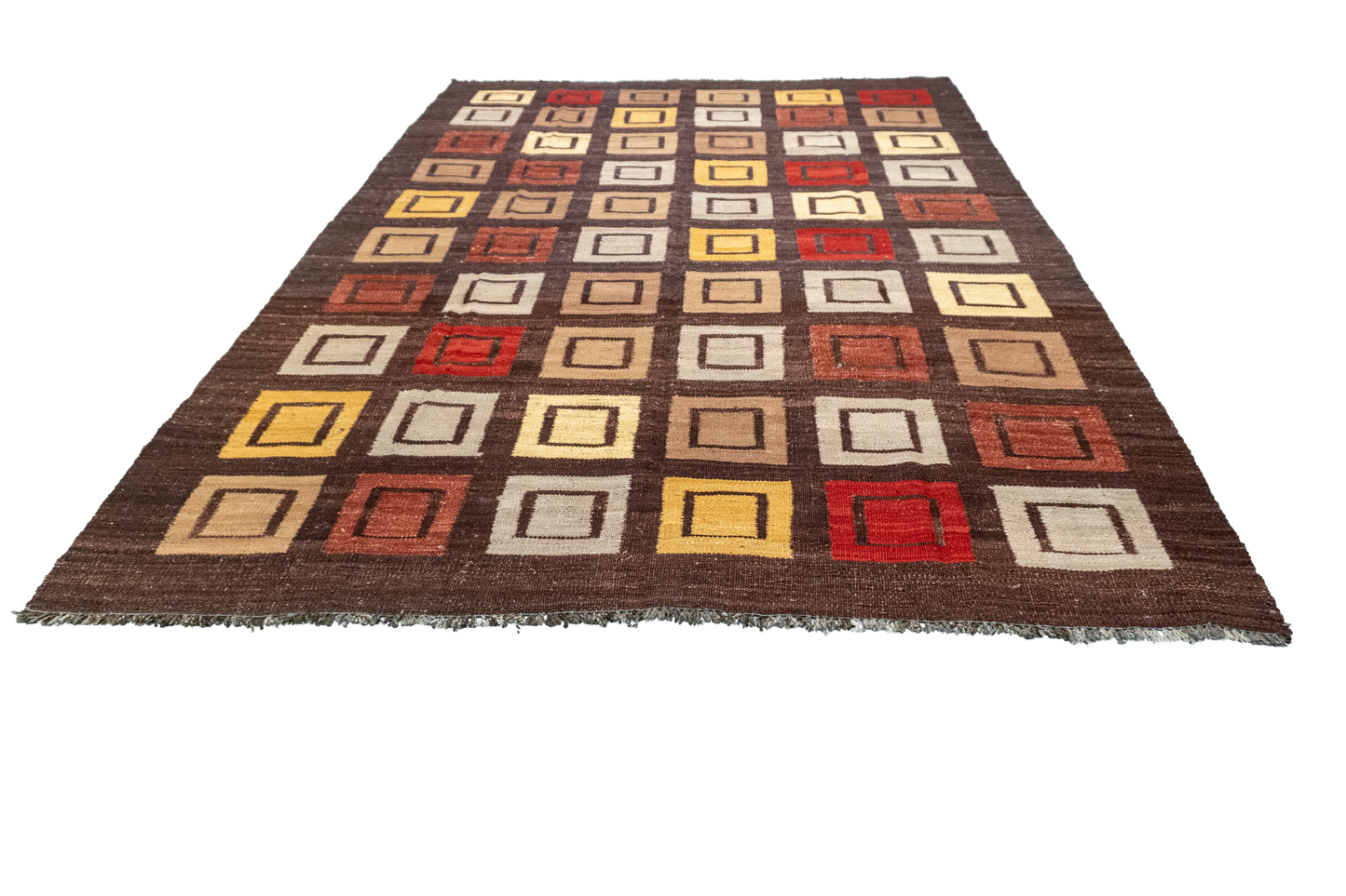 W 6.8 L 9.4 Navajo 100% Wool Hand-Woven Geometric Design - 59766