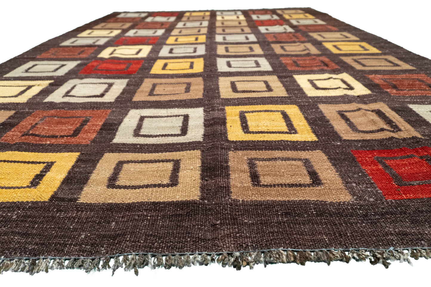 W 6.8 L 9.4 Navajo 100% Wool Hand-Woven Geometric Design - 59766