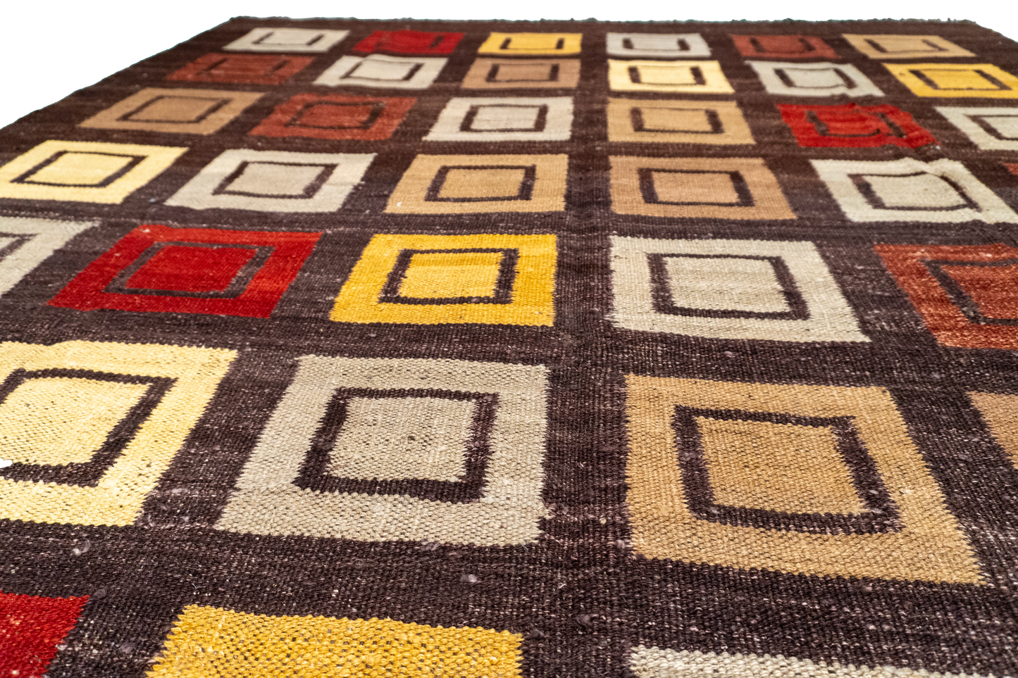 W 6.8 L 9.4 Navajo 100% Wool Hand-Woven Geometric Design - 59766