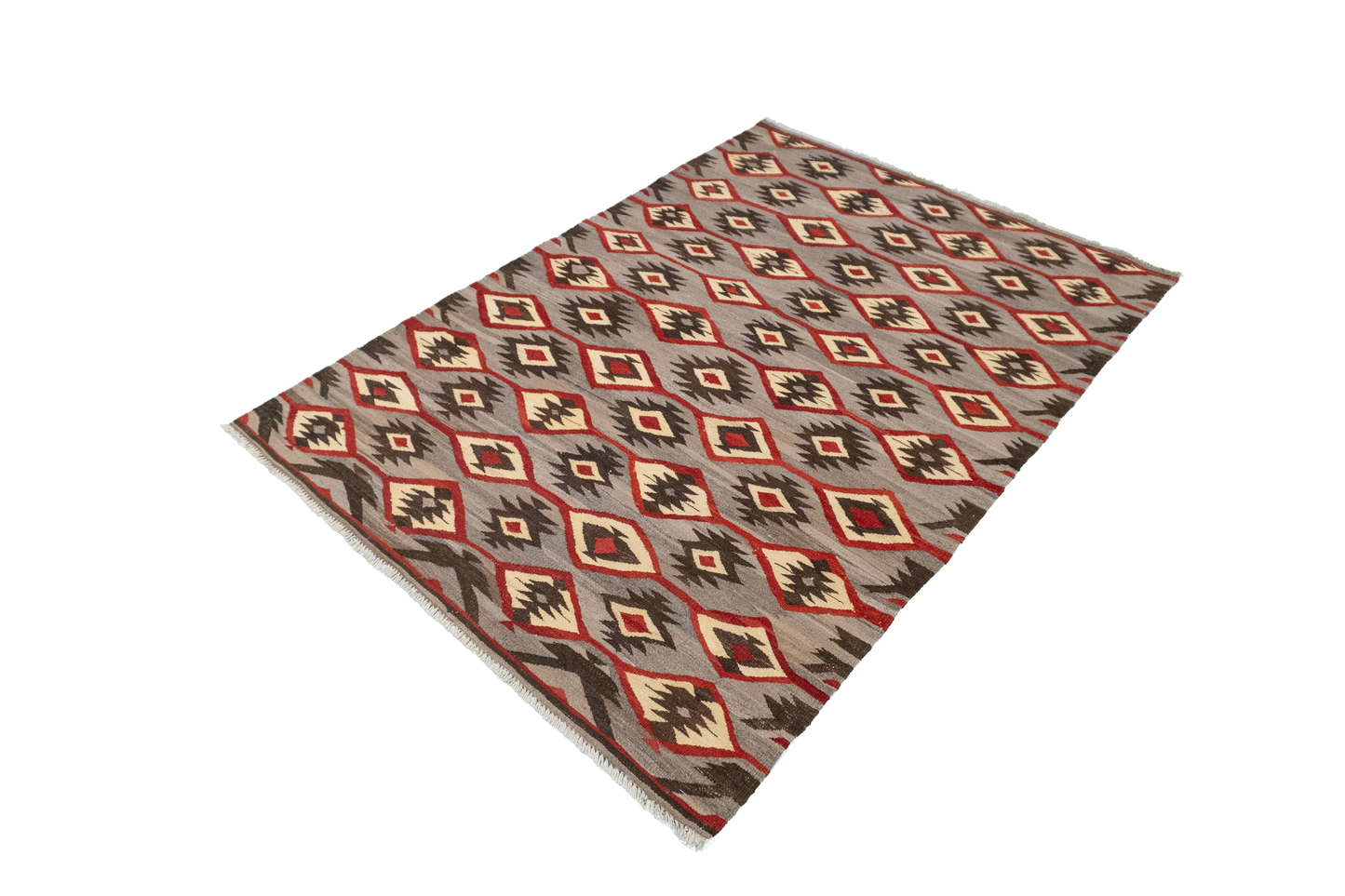 W 3.7 L 5.1 Mountain Modern 100% Wool Hand-Woven All-Over Design - 59777
