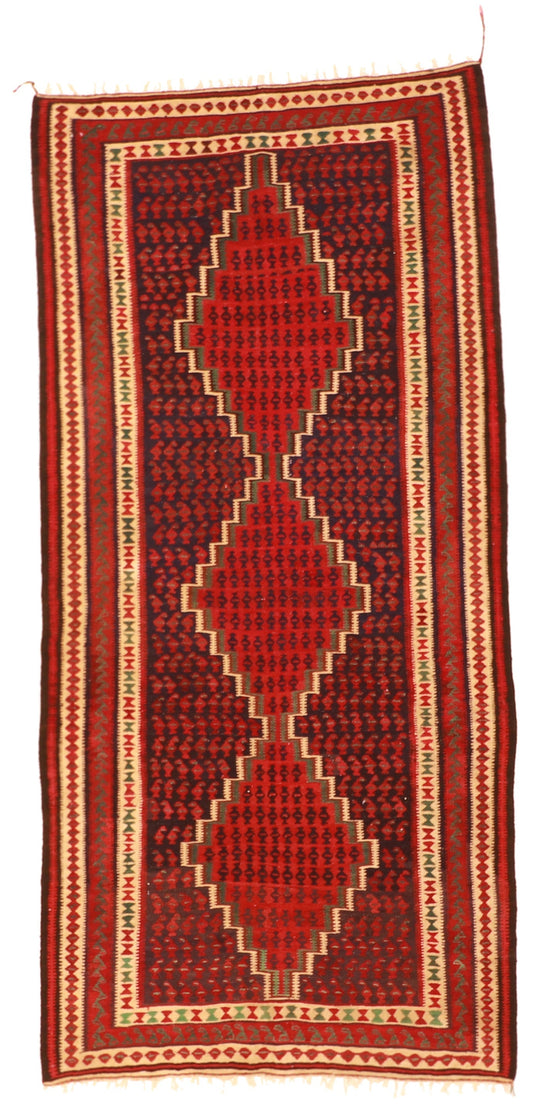 4.7 x 9.9 Wide Runner - Kilim Fine/Wool All Over Rectangle - Hand Knotted Rug — 59780