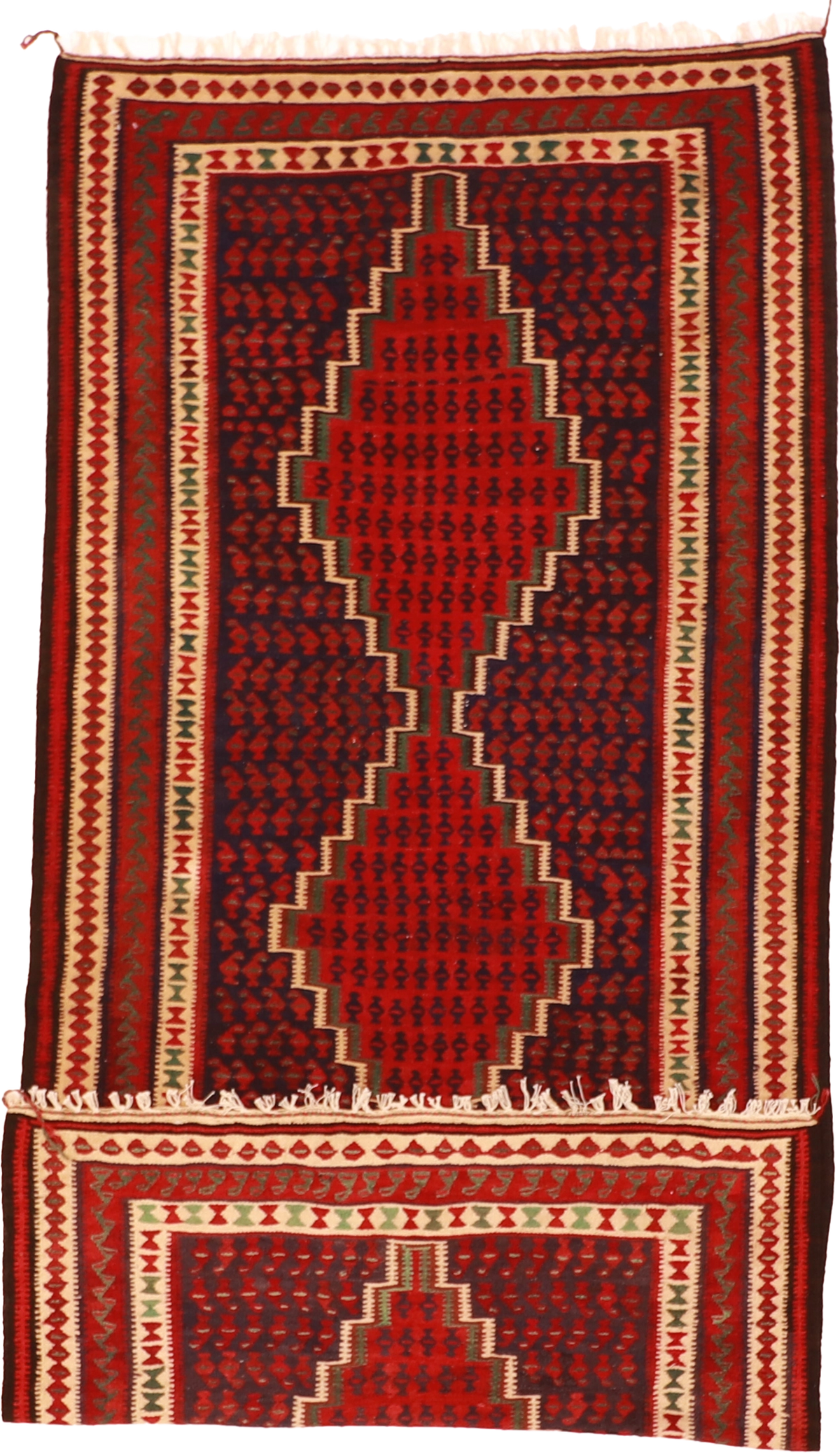 W 4.7 L 9.9 Kilim Runner 100% Wool Hand-Woven All-Over Design - 59780