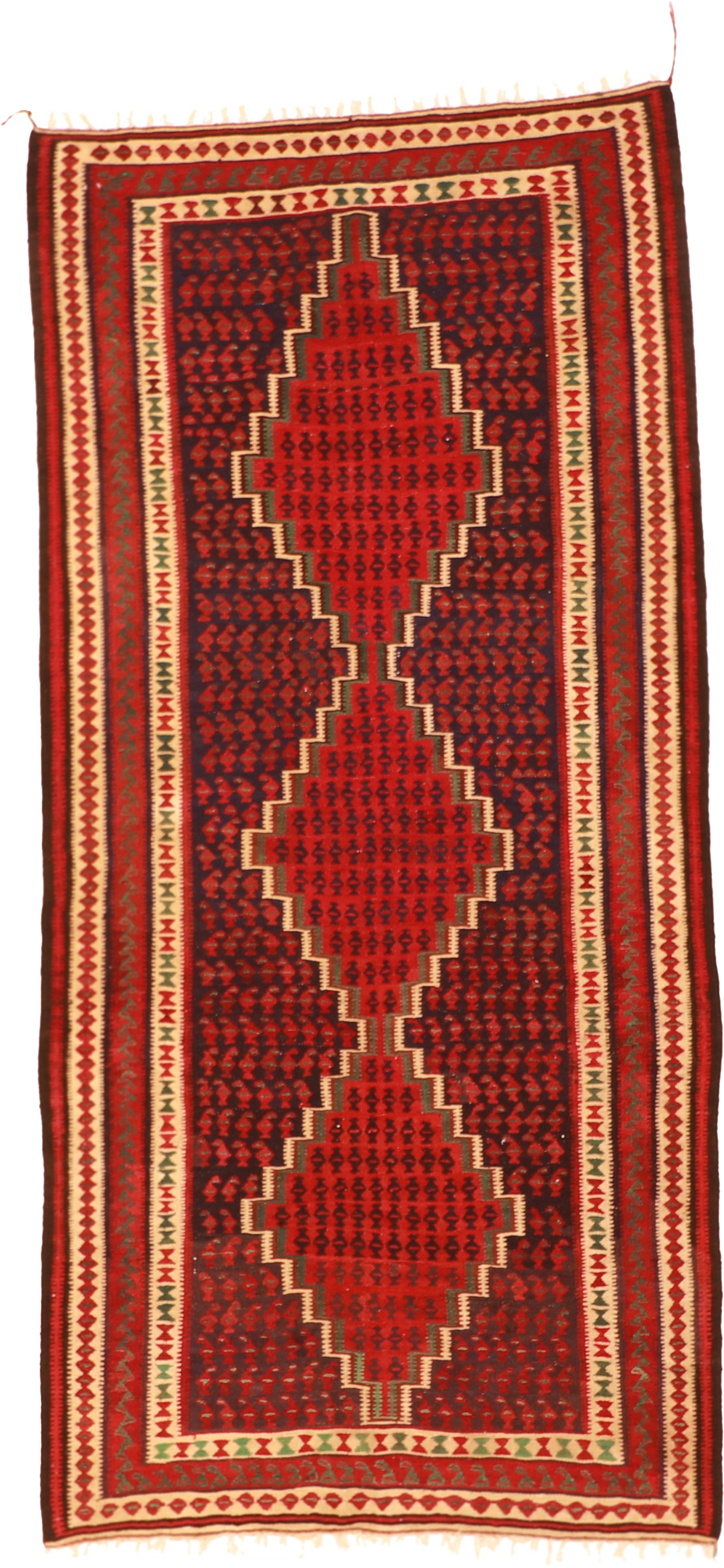 W 4.7 L 9.9 Kilim Runner 100% Wool Hand-Woven All-Over Design - 59780