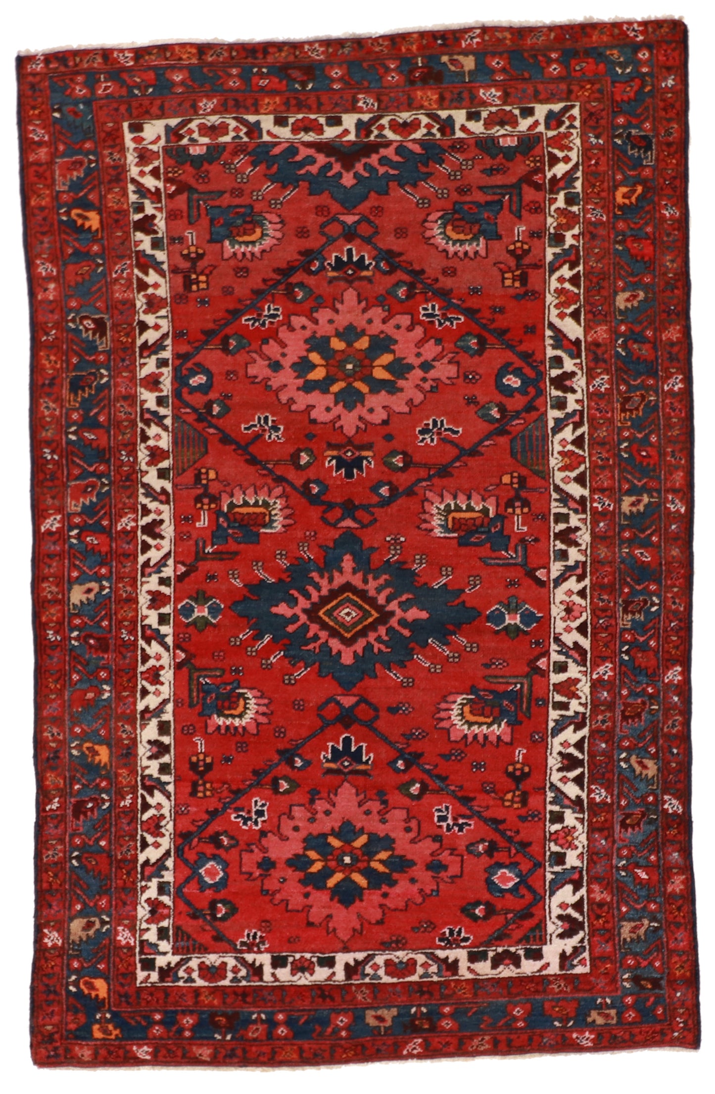 W 4.1 L 6.4 Kurdish Antique 100% Wool Hand-Woven All-Over Design - 59860