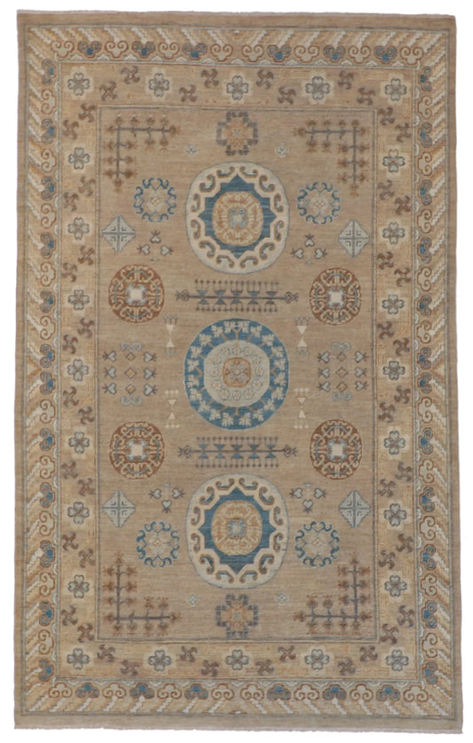 5.11 x 9.6 - Khotan Wool Traditional Rectangle - Finest Hand-Knotted Quality Wool — 59893