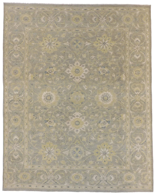 W 8 - L 10 - Sultan Abad Wool Transitional Rectangle - Finest Hand-Knotted Quality Wool - 59897