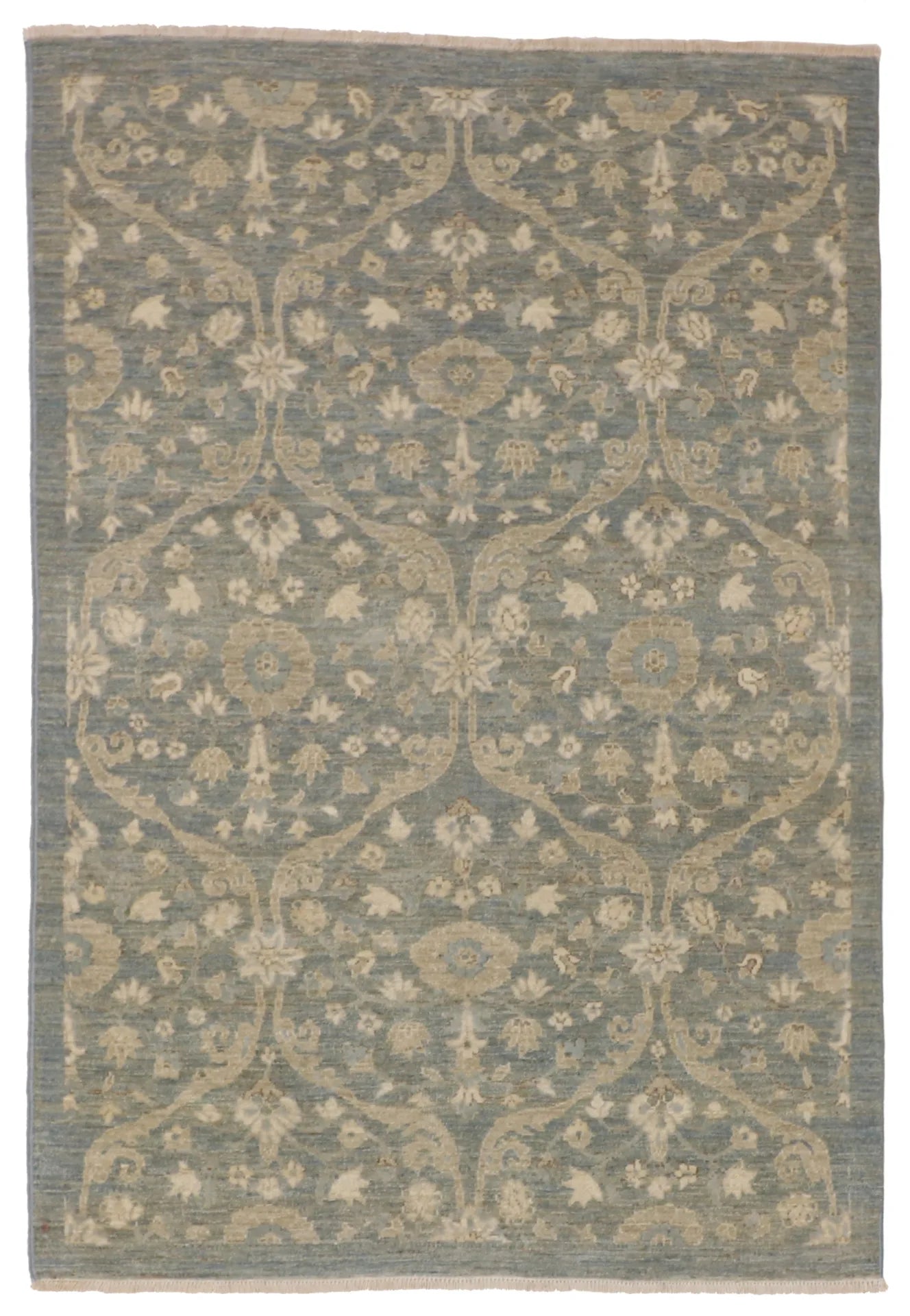 4.2 x 6 - Mahal Fine/Wool All Over Rectangle - Hand Woven Rug — 59907