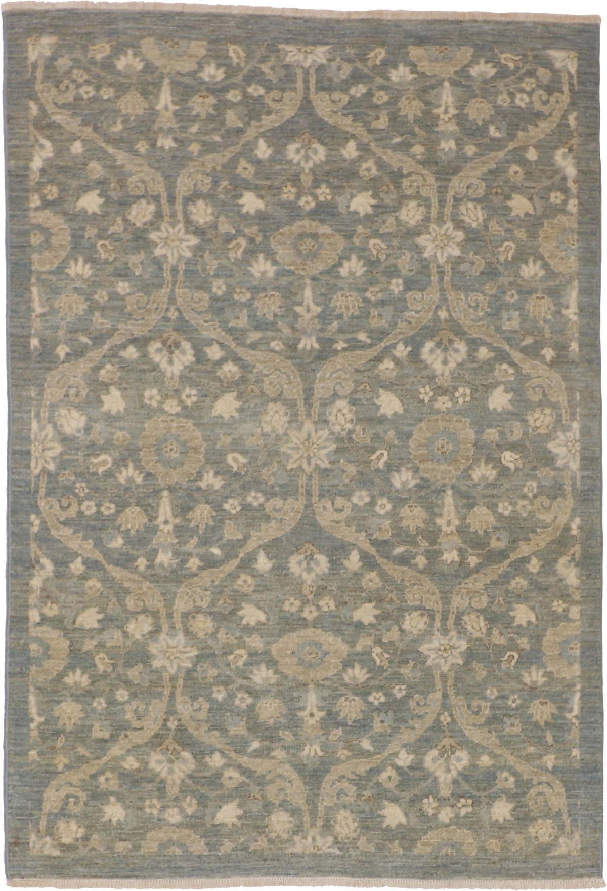 W 4.2 L 6 Mahal 100% Wool Hand-Woven All-Over Design - 59907
