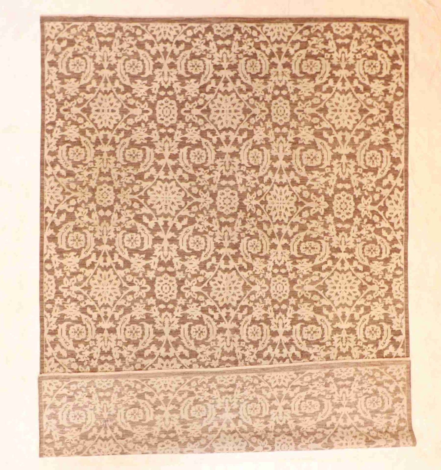W 8.10 - L 12.6 - Contemporary Wool/Silk Modern Rectangle - Hand Woven Rug - 59914