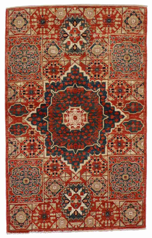 2 x 4.5 - Bijar Wool Geometric Rectangle - Finest Hand-Knotted Quality Wool - 59928