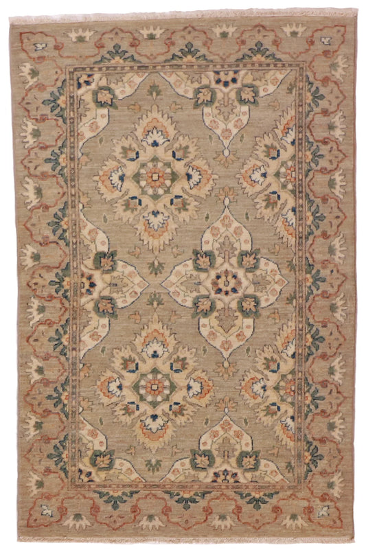 W 3.3 - L 5.2 - Malayer Wool Floral Rectangle - Finest Hand-Knotted Quality Wool - 59931