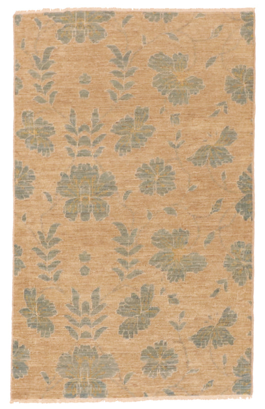 W 2.11 L 4.9 Modern 100% Wool Handmade Floral Design - 59933